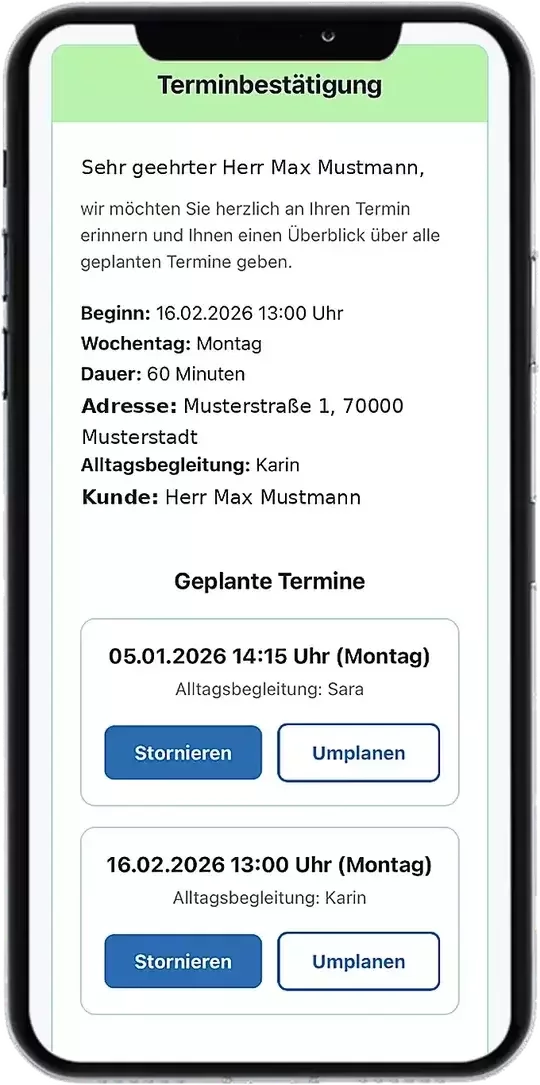 Digitale Terminplanung und WhatsApp-Terminabsprache auf dem Smartphone